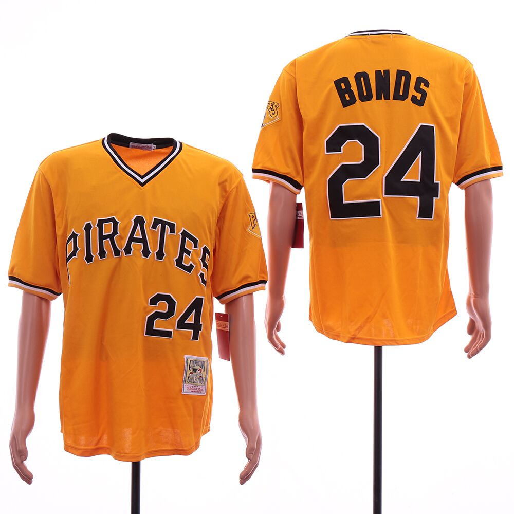 Men Pittsburgh Pirates 24 Bonds Yellow MLB Jerseys